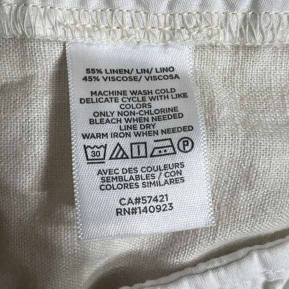 Loft Linen Blend Shorts 12 Cream Chino Neutral Casual Everyday Summer Outfit - Picture 6 of 9